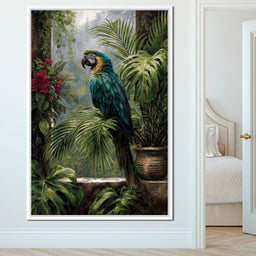 Rainforest Macaw Perch Scene - NicheCanvas