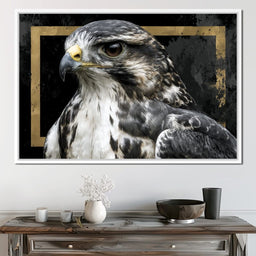 Golden Frame Falcon Portrait - NicheCanvas