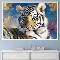 Golden Frost Tiger Portrait - NicheCanvas