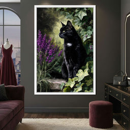 Black Cat Garden Sentinel - NicheCanvas