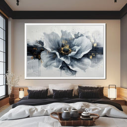 Golden Flecks on Monochrome Petals - NicheCanvas