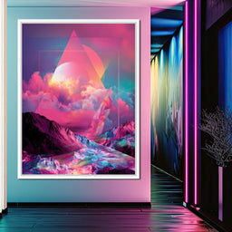 Cosmic Neon Triangle Peaks - NicheCanvas