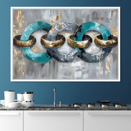 Aqua Gold Swirl Harmony - NicheCanvas