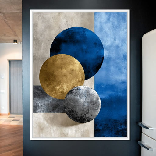 Modern Geometric Blue Gold Orbit Canvas Print