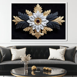 Baroque Marble Gold Ruby Emblem - NicheCanvas