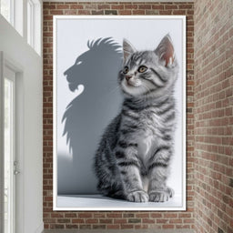 Brave Kitten Lion Shadow - NicheCanvas