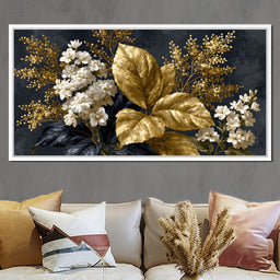 Gilded Foliage Upon Midnight Velvet - NicheCanvas