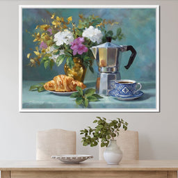 Morning Coffee & Bouquet - NicheCanvas