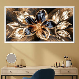 Gilded Petals Upon Liquid Shadows - NicheCanvas