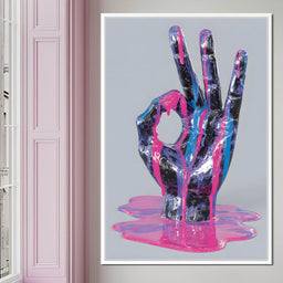Neon Drip Hand Gesture Fusion - NicheCanvas