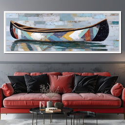 Patchwork Canoe Reflections - NicheCanvas
