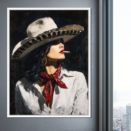 Noir Cowgirl Cigarette Glow - NicheCanvas