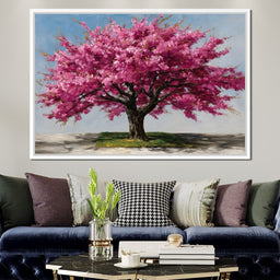 Pink Blossom Tree Oil Painting - NicheCanvas