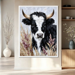 Highland Cow Meadow Portrait - NicheCanvas
