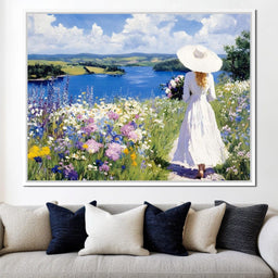 Summer Stroll by the Lake - NicheCanvas