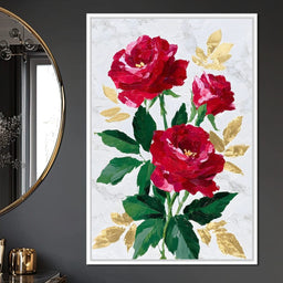 Romantic Red Roses Gold Leaf - NicheCanvas
