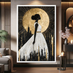 Golden Silhouette City Radiance - NicheCanvas