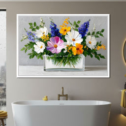 Sunlit Wildflower Still Life - NicheCanvas