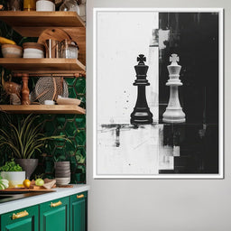 Strategic Chess Duel in Monochrome - NicheCanvas