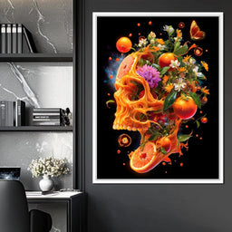 Floral Citrus Skull Energy Burst - NicheCanvas