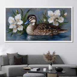 Duck Tranquility Among Petals - NicheCanvas