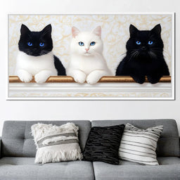 Trio of Curious Feline Friends - NicheCanvas