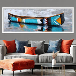 Turquoise River Canoe Reflection - NicheCanvas