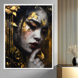 Golden Petal Muse Portrait - NicheCanvas