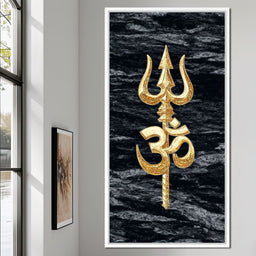 Golden Om Trishul Emblem - NicheCanvas