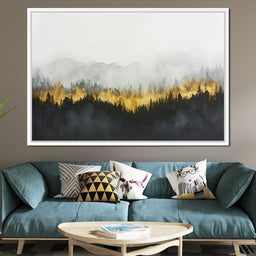 Radiant Mist Over Pine Peaks - NicheCanvas