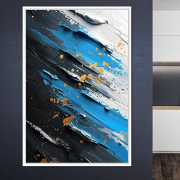 Sapphire Strokes Gold Specks 2 - NicheCanvas