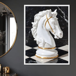 Gilded Knight on Marble Board - NicheCanvas