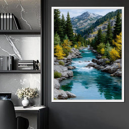 Alpine River Evergreen Peaks - NicheCanvas