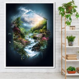 Hexagonal Nature Portal Cascade - NicheCanvas