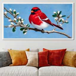 Radiant Bird on Blossoming Twig - NicheCanvas