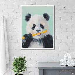 Playful Panda Toothbrush Moment - NicheCanvas