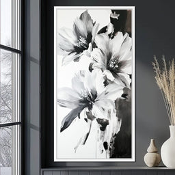 Monochrome Flora Harmony - Wildrose Creations - NicheCanvas