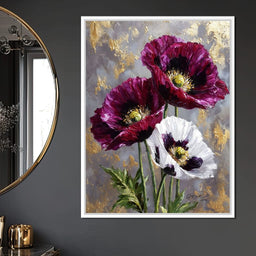 Gold Leaf Poppy Garden Glow - NicheCanvas