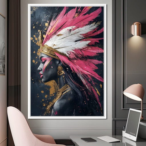 Gold & Pink Feathered Majesty Canvas Print