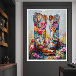 Wildflower Cowboy Boots - Neal Hackett - NicheCanvas