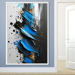 Sapphire Strokes Gold Specks  - NicheCanvas