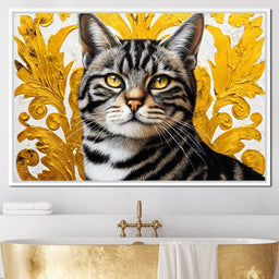 Golden Majesty Feline Portrait - NicheCanvas