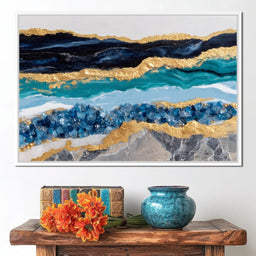 Gilded Ocean Geode Flow - NicheCanvas