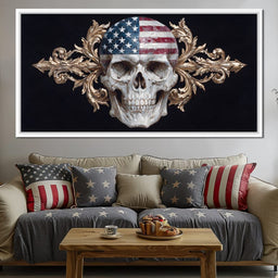 Patriotic Skull Baroque Fusion - NicheCanvas