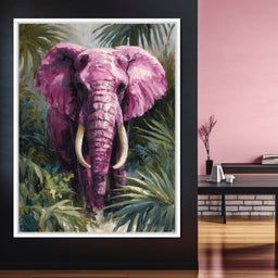 Magenta Elephant Jungle Glory - NicheCanvas