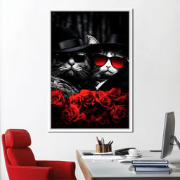 Feline Noir Enigma Roses - NicheCanvas