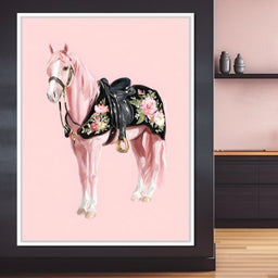 Blush Pony Floral Saddle - NicheCanvas