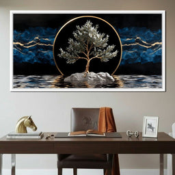 Golden Olive Tree Halo Reflection - NicheCanvas