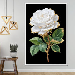 Gilded White Rose Portrait - NicheCanvas