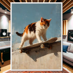 Calico Cat Skateboard Ride - NicheCanvas